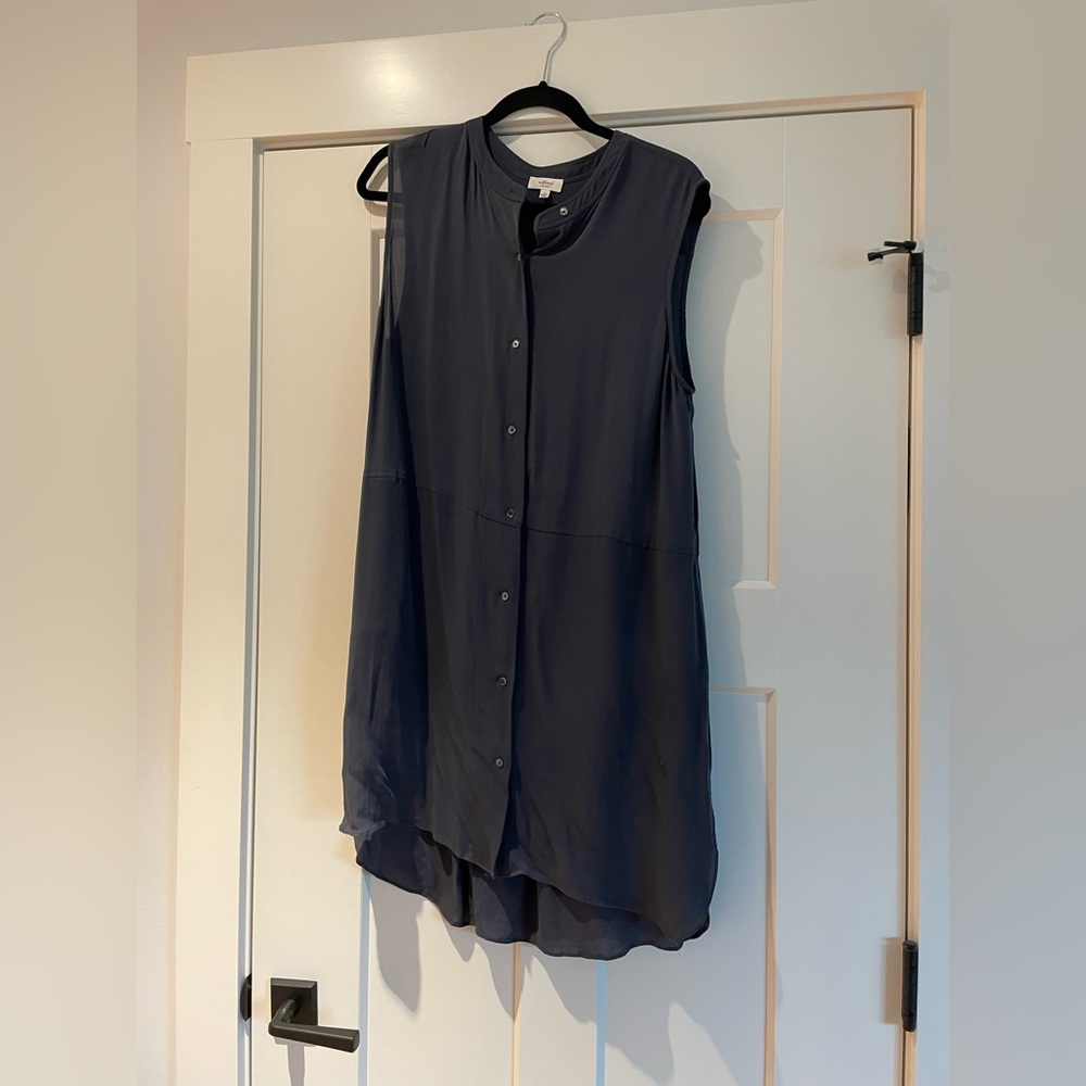 Wilfred Navy silt sleeveless shirt dress L